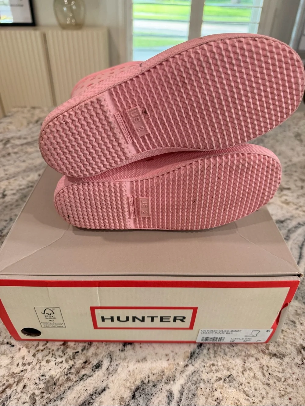 Hunter Kids Pink Strawberry Print Rain Boots